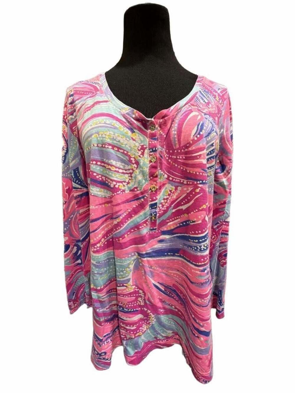 687 Lilly Pulitzer Sorella Henley Long Sleeve Top Small